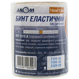 Бинт еластичний медичний Торговий Дім Алком середньої розтяжності розмір 100 мм х 3,5 м 1 шт