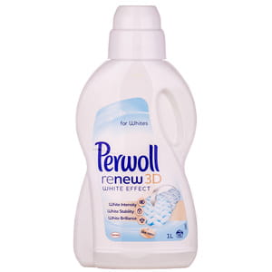 Средство для стирки жидкое PERWOLL (Перволь) 3D эффект восстановление для белого 1л