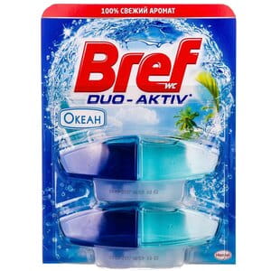 Подвесной туалетный блок BREF Duo Aktiv (Бреф Дуо Актив) Океан запаска 50 мл 2 штуки