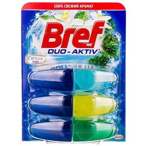 Подвесной туалетный блок BREF Duo Aktiv (Бреф Дуо Актив) Свежий микс запаска 50 мл 3 штуки
