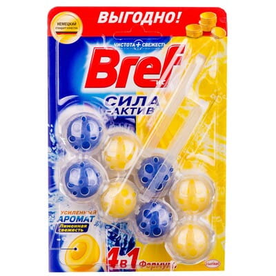 Подвесной туалетный блок BREF (Бреф) Сила Актив Лимонная свежесть дуопак 2 шт по 50 г