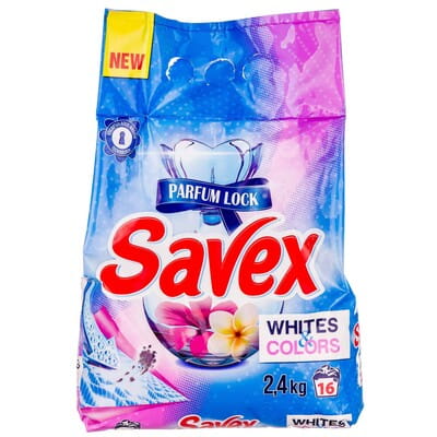 Порошок стиральный SAVEX (Савекс) Parfum Lock (Парфум Лок) автомат Whites & Colors (Вайтс энд Колорс) 2,4 кг