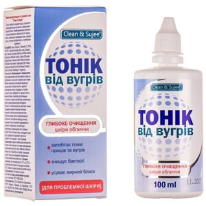 Тонік для обличчя від вугрів CLEAN&SUJEE (Клін енд суджі) для проблемної шкіри 100 мл