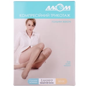 Гольфы женские компрессионные Торговый Дом Алком артикул 5082 класс компрессии 2 с открытым мыском бежевые размер 4