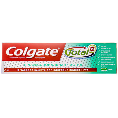 Зубная паста-гель COLGATE (Колгейт) Total 12 (тотал 12) Профессиональная чистка 75 мл