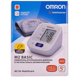 Измеритель (тонометр) артериального давления и частоты пульса OMRON (Омрон) модель M2 Basic (Базик) (HEM-7121-ARU) автоматический