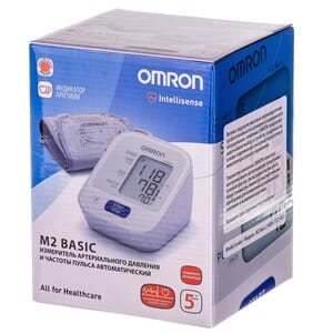 Вимірувач (тонометр) артеріального тиску та частоти пульсу OMRON (Омрон) модель M2 Basic (Базік) (HEM-7121-RU) автоматичний