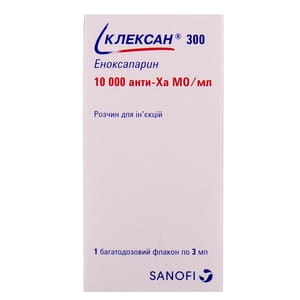Клексан 300 р-р д/ин. 10000 анти-Ха МЕ/мл фл. 3мл №1