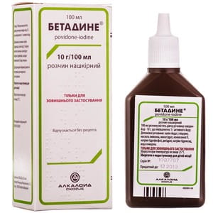 Бетадине р-н нашкір. 10г/100мл фл. 100мл