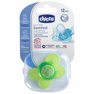 Пустышка CHICCO (Чико) силиконовая Physio Comfort с 12 месяцев цветная 1 шт