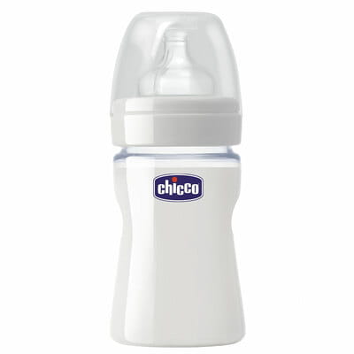 Бутылочка стеклянная CHICCO (Чико) Well-Being 150 мл с соской силиконовой с 0 месяцев нормальный поток нейтральная 1 шт