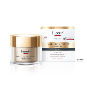 Крем для обличчя EUCERIN (Юцерин) Hyaluron-Filler+Elasticity (Гіалурон філлер+Еластісіті) нічний антивіковий проти глубоких зморшок 50 мл