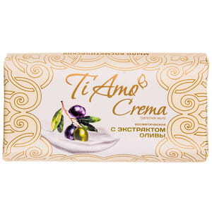 Мыло туалетное TI AMO CREMA (Ти Амо Крема) твердое косметическое с экстрактом оливки 140 г