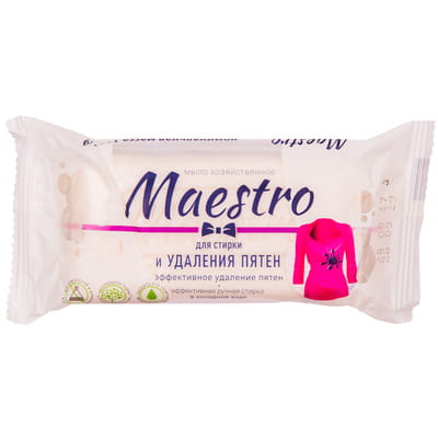 Мыло хозяйственное MAESTRO (Маэстро) твердое 72% для стирки для удаления пятен 125 г