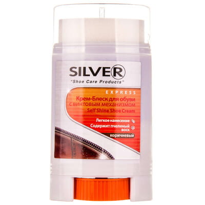Крем-блеск для обуви SILVER (Сильвер) Comfort карандаш коричневый 50 мл