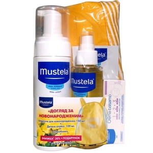 Набор MUSTELA (Мустела) Уход за новорожденным: шампунь для новорожденных 150 мл + масло детское 100 мл + пробники 2 шт
