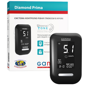 Система контроля уровня глюкозы в крови (глюкометр) Gamma Diamond Prima (Гамма Даймонд Прима) 1 шт