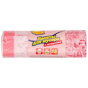 Пакеты для мусора ФРЕКЕН БОК полиэтиленовые с затяжкой с декоративной печатью на 35 л 15 шт