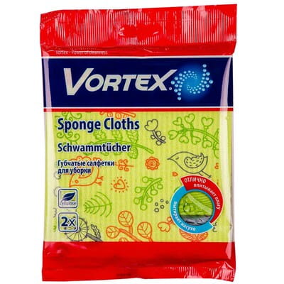 Салфетки для уборки VORTEX (Вортекс) целлюлозные с принтом 2 шт