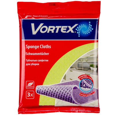 Салфетки для уборки VORTEX (Вортекс) губчатые 3 шт