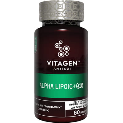 Диетическая добавка для предотвращения возрастных изменений в клетках организма VITAGEN (Витаджен) №22 ALPHA-LIPOIC + Q10 капсулы флакон 60 шт