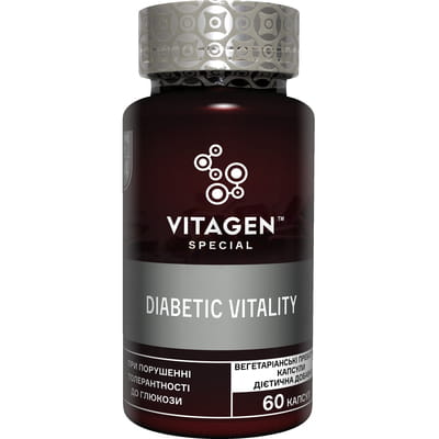 Диетическая добавка для поддержки при диабете и нарушении толерантности к глюкозе VITAGEN (Витаджен) №14 DIABETIC VITALITY капсулы флакон 60 шт