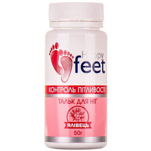 Тальк для ніг HAPPY FEET (Хеппі Фут) Контроль пітливості з ялівцем 50 г