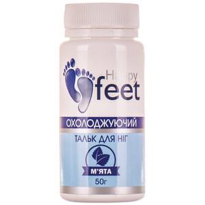 Тальк для ног HAPPY FEET (Хеппи Фут) Охлаждающий с мятой 50 г