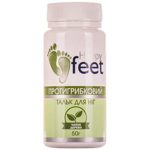 Тальк для ніг HAPPY FEET (Хеппі Фут) Протигрибковий з чайним деревом 50 г