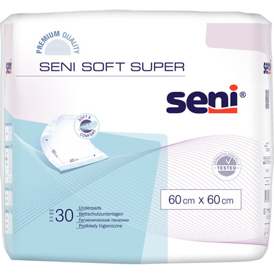 Пеленки гигиенические впитывающие SENI Soft Super (Сени Софт супер) размер 60см х 60см 30 шт