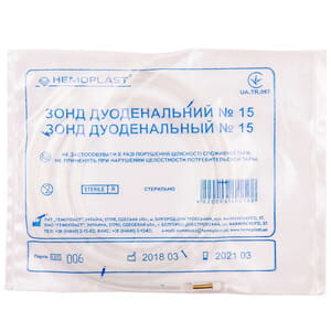 Зонд дуоденальный стерильный для взятия и дренирования содержимого желудка и двенадцатиперстной кишки размер 15