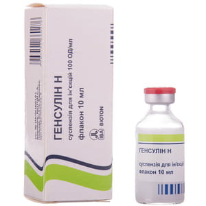 Генсулин H сусп. д/ин. 100 ЕД/мл фл. 10мл №1