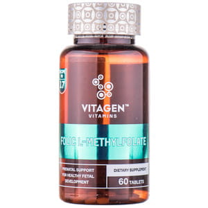 Диетическая добавка источник активной формы фолиевой кислоты в виде L-метилфолата VITAGEN (Витаджен) FOLIC L-METHYLFOLATE таблетки флакон 60шт АКЦИЯ