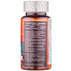Диетическая добавка источник активной формы фолиевой кислоты в виде L-метилфолата VITAGEN (Витаджен) FOLIC L-METHYLFOLATE таблетки флакон 60шт АКЦИЯ