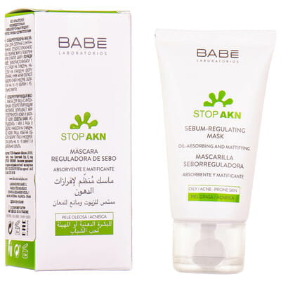 Маска для обличчя BABE LABORATORIOS (Бабе Лабораторіос) Stop Akn (Стоп Акн) себорегулююча з білою глиною 50 мл