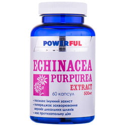 Ехінацеї пурпурової екстракт капсули для зміцнення імунітету POWERFUL (Поверфул) із вмістом екстракту ехінацеї пурпурової 500 мг банка 60 шт