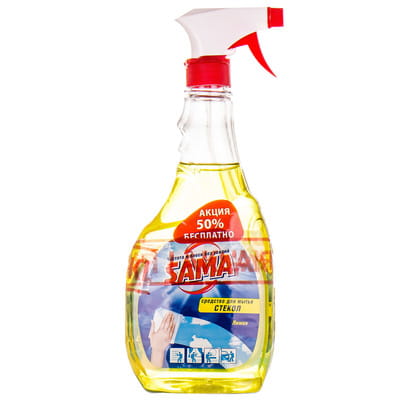 Средство для мытья стекол SAMA (САМА) Лимон 500 мл + запаска 500 мл