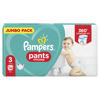 Підгузки-трусики для дітей PAMPERS Pants (Памперс Пантс) 3 від 6 до 11 кг упаковка 60 шт