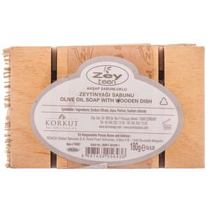 Мыло OLIVOS (Оливос) Korkut оливковое натуральное Olive Oil (оливе ойл) на основе оливкового масла с деревянной подставкой 180 г