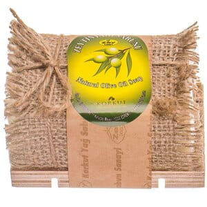 Мыло OLIVOS (Оливос) Korkut оливковое натуральное Olive Oil (оливе ойл) на основе оливкового масла с деревянной подставкой 180 г