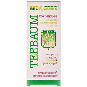 Концентрат для кожи БЕЛКОСМЕКС Теебаум для проблемных зон против угрей с маслом чайного дерева и цинком 25 г