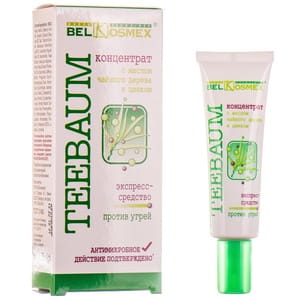 Концентрат для кожи БЕЛКОСМЕКС Теебаум для проблемных зон против угрей с маслом чайного дерева и цинком 25 г