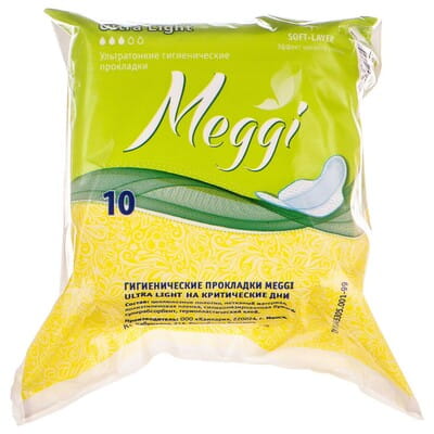 Прокладки гигиенические женские MEGGI (Мэгги) Ultra Light (Ультра лайт) ультратонкие 10 шт
