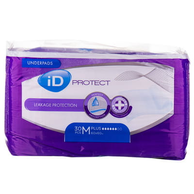Пелюшки гігієнічні вбираючі ID Protect plus (Айді протект плюс) розмір 60см x 60см упаковка 30 шт