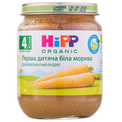 Пюре овощное детское Хипп Первая детская белая морковь с 4-х месяцев 125 г