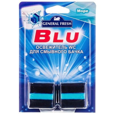 Освежитель для смывного бачка GENERAL FRESH (Дженерал фреш) Blu кубик чистящий ароматический Море 50 г 2 шт