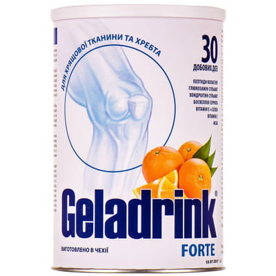Геладринк Форте порошок для орального раствора с ароматом апельсина биологически активная добавка для хрящевой ткани и позвоночника банка 420 г