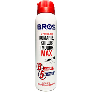 Аэрозоль от комаров и клещей, мошек BROS (Брос) репеллентный Max (Макс) 90 мл
