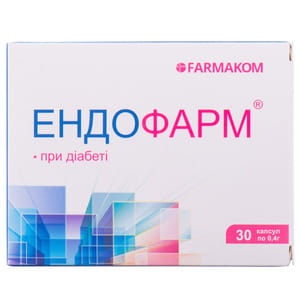 Ендофарм при діабеті капсули по 0,4 г 3 блістера по 10 шт