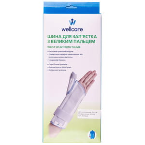 Бандаж шина для запястья с большим пальцем WellCare (ВеллКеа) модель 42012 M/R размер M правый